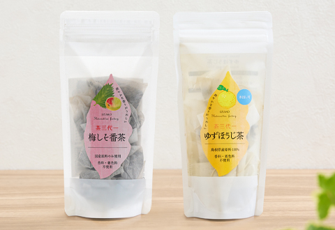 茶三代一 梅しそ番茶・ゆずほうじ茶