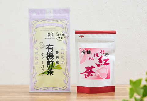 日本農産・有機煎茶ティーバッグ・根洗松 有機紅茶ティーバッグ